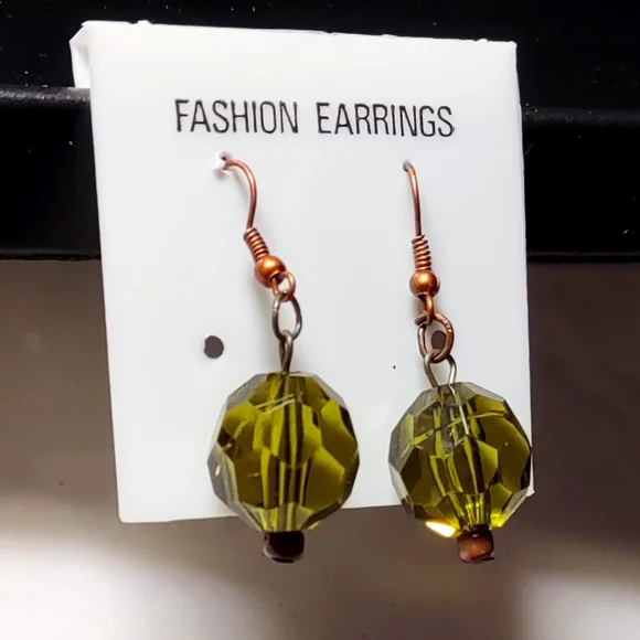 Chartreuse Green Dangle Bead Earrings - Picture 4 of 6